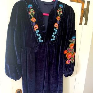 Rich blue velvet tunic